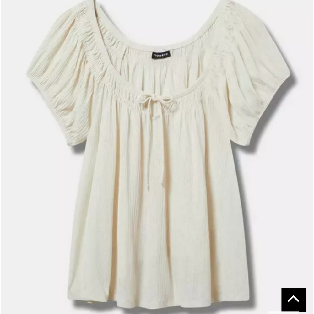 Torrid Cream Blouse with Puff Sleeves